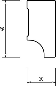 MDF 40x19x2400 mm Oberkante gerade (ohne Folie)